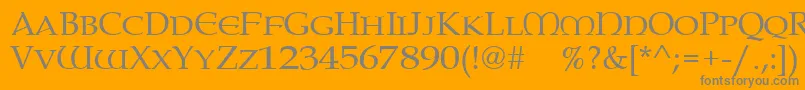 Paternoster-fontti – harmaat kirjasimet oranssilla taustalla