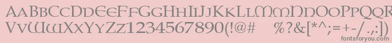 Paternoster-fontti – harmaat kirjasimet vaaleanpunaisella taustalla