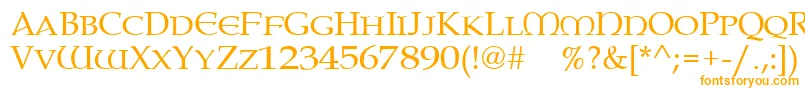 Paternoster-Schriftart – Orangefarbene Schriften auf weißem Hintergrund