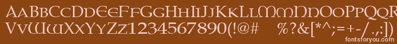 Paternoster-fontti – vaaleanpunaiset fontit ruskealla taustalla
