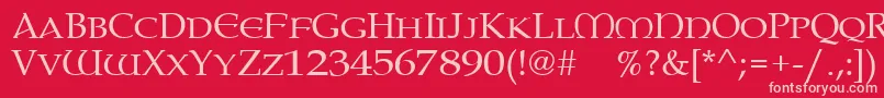 Paternoster-Schriftart – Rosa Schriften auf rotem Hintergrund