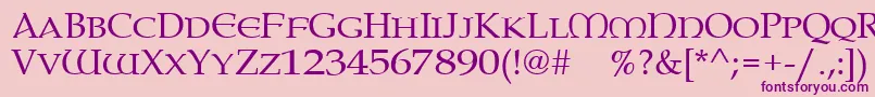 Paternoster-fontti – violetit fontit vaaleanpunaisella taustalla