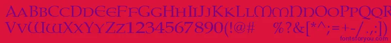 Paternoster-Schriftart – Violette Schriften auf rotem Hintergrund