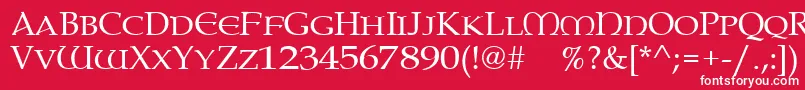 Paternoster-Schriftart – Weiße Schriften auf rotem Hintergrund