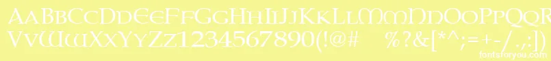 Paternoster-Schriftart – Weiße Schriften auf gelbem Hintergrund