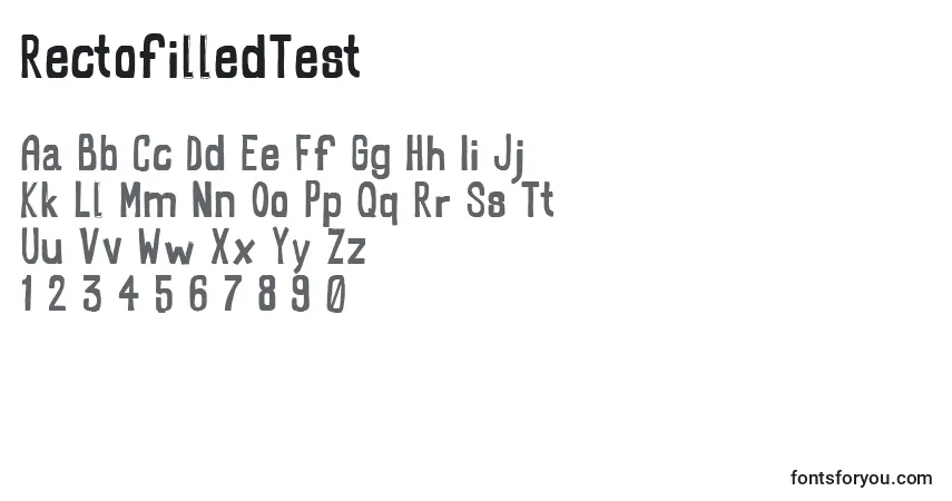 Шрифт RectofilledTest – алфавит, цифры, специальные символы