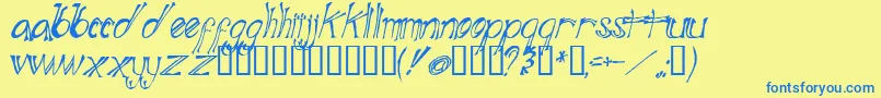 Fonte BlueMutantDoubleSerif – fontes azuis em um fundo amarelo