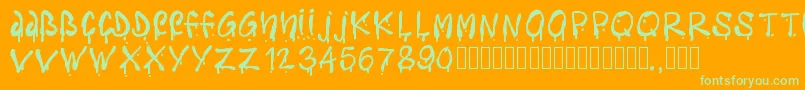 Pwfreshpaintings Font – Green Fonts on Orange Background