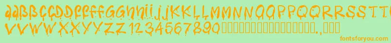 Pwfreshpaintings Font – Orange Fonts on Green Background