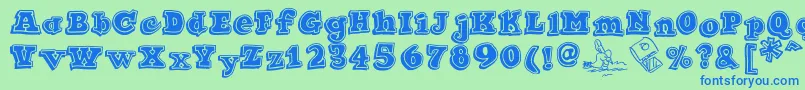 Ode2PasteUpHeavy Font – Blue Fonts on Green Background