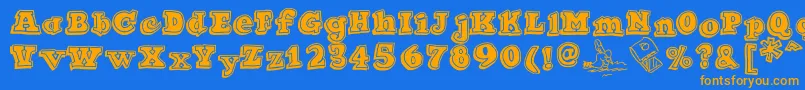Ode2PasteUpHeavy Font – Orange Fonts on Blue Background