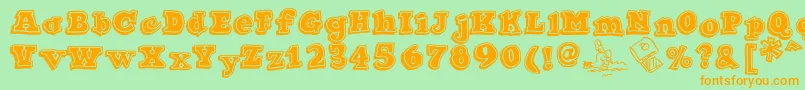 Ode2PasteUpHeavy Font – Orange Fonts on Green Background