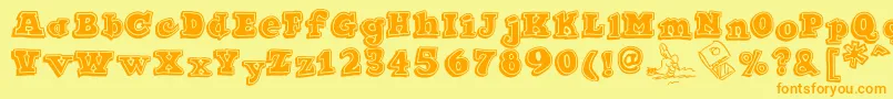 Ode2PasteUpHeavy Font – Orange Fonts on Yellow Background