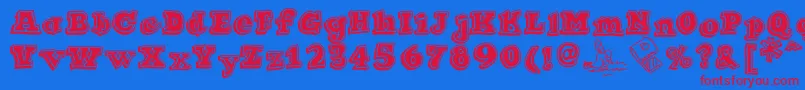 Czcionka Ode2PasteUpHeavy – czerwone czcionki na niebieskim tle