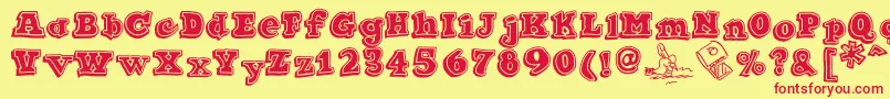 Ode2PasteUpHeavy-Schriftart – Rote Schriften auf gelbem Hintergrund