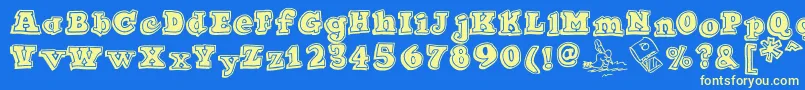 Ode2PasteUpHeavy Font – Yellow Fonts on Blue Background