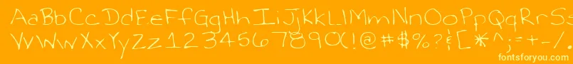 Lehn263-Schriftart – Gelbe Schriften auf orangefarbenem Hintergrund