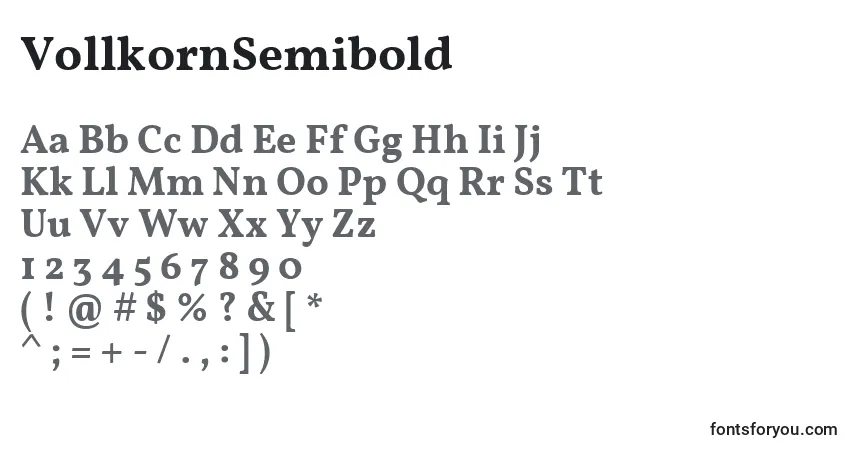Шрифт VollkornSemibold – алфавит, цифры, специальные символы