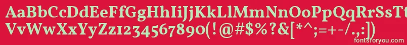 フォントVollkornSemibold – 赤い背景に緑の文字