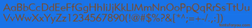 MetroliteLtTwo-Schriftart – Braune Schriften auf blauem Hintergrund
