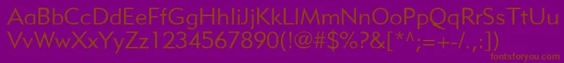 MetroliteLtTwo-Schriftart – Braune Schriften auf violettem Hintergrund