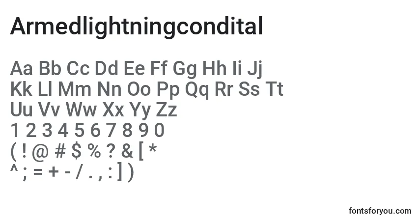 Fuente Armedlightningcondital - alfabeto, números, caracteres especiales