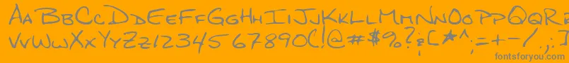 QuigleyRegular-Schriftart – Graue Schriften auf orangefarbenem Hintergrund