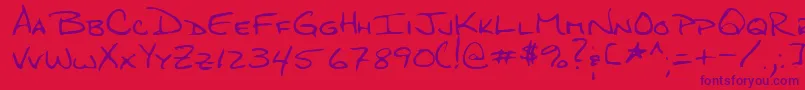 QuigleyRegular-Schriftart – Violette Schriften auf rotem Hintergrund
