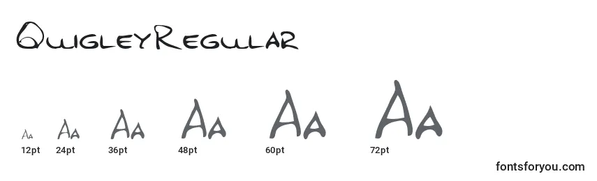 Размеры шрифта QuigleyRegular
