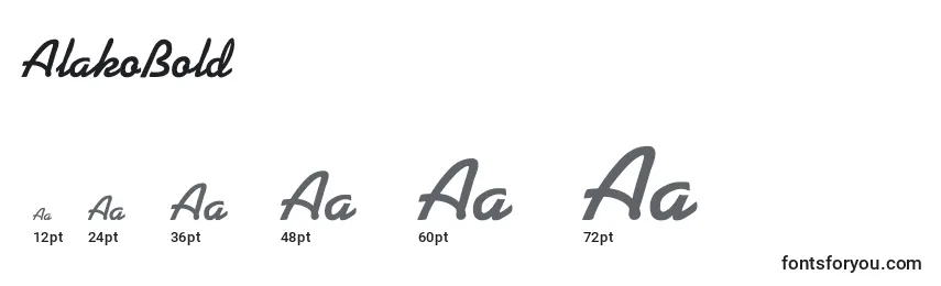 AlakoBold Font Sizes