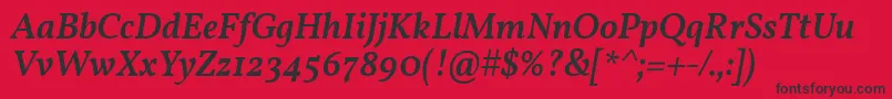 Fonte VollkornMediumItalic – fontes pretas em um fundo vermelho