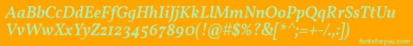 VollkornMediumItalic Font – Green Fonts on Orange Background