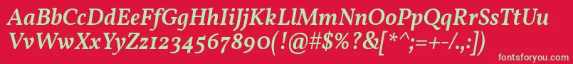 VollkornMediumItalic Font – Green Fonts on Red Background