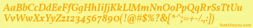 VollkornMediumItalic Font – Orange Fonts on Yellow Background