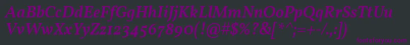 Czcionka VollkornMediumItalic – fioletowe czcionki na czarnym tle