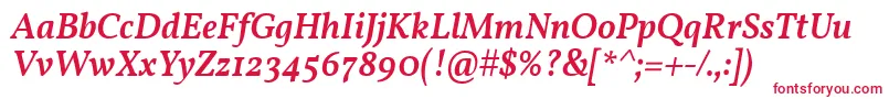 VollkornMediumItalic Font – Red Fonts on White Background