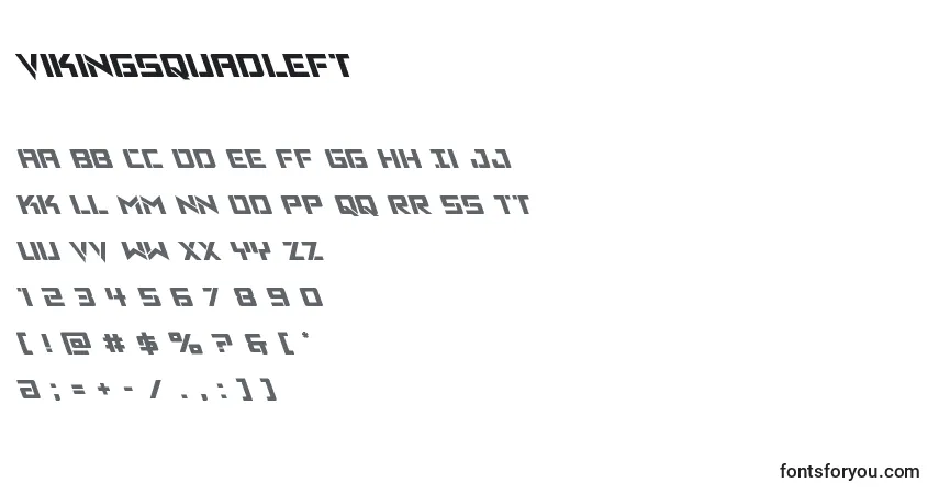 Czcionka Vikingsquadleft – alfabet, cyfry, specjalne znaki