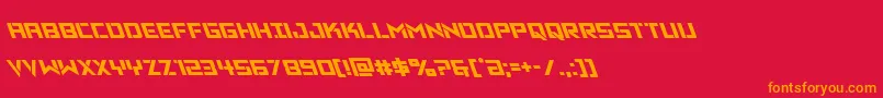 フォントVikingsquadleft – 赤い背景にオレンジの文字