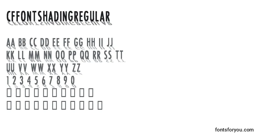 A fonte CffontshadingRegular – alfabeto, números, caracteres especiais