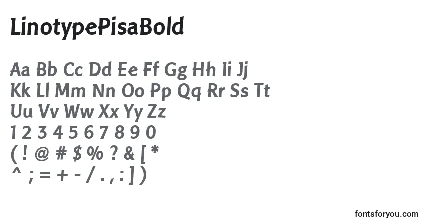 A fonte LinotypePisaBold – alfabeto, números, caracteres especiais