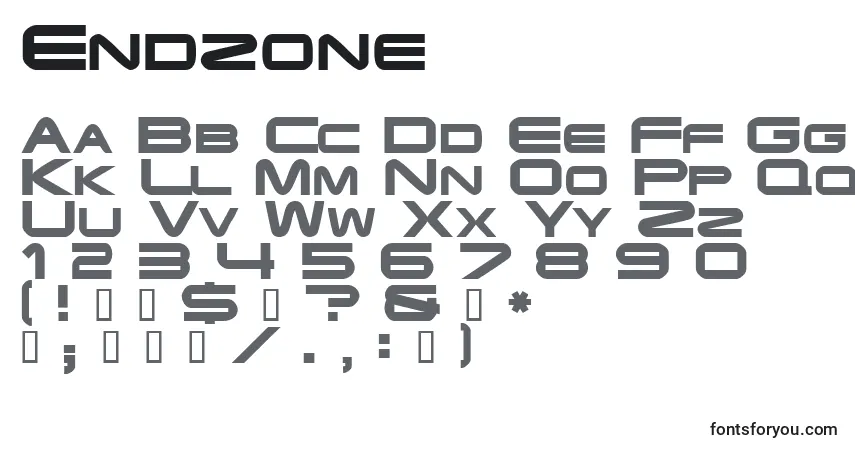 A fonte Endzone – alfabeto, números, caracteres especiais
