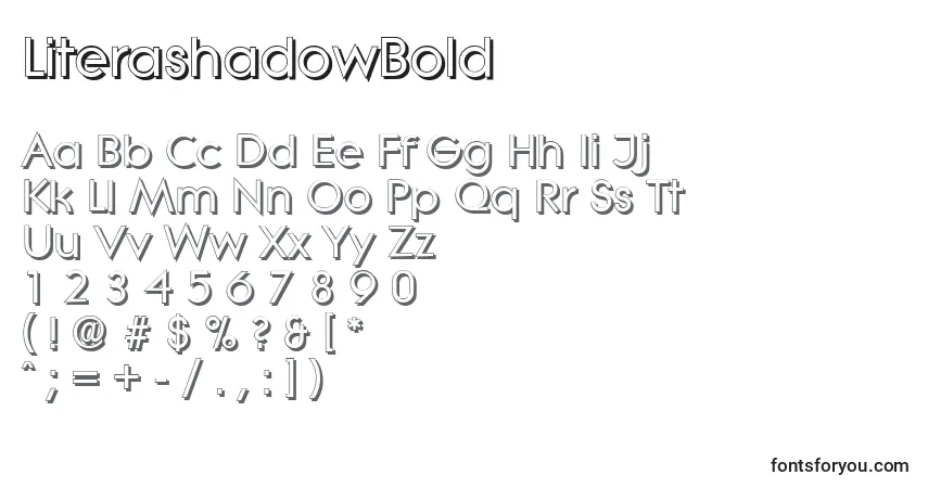 Schriftart LiterashadowBold – Alphabet, Zahlen, spezielle Symbole