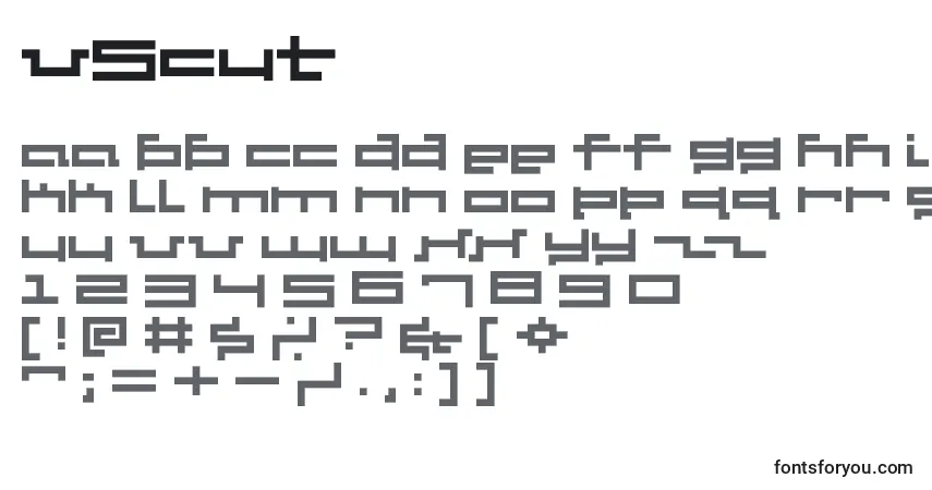 Czcionka V5cut – alfabet, cyfry, specjalne znaki