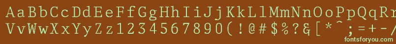 Fonte DelegateNormal – fontes verdes em um fundo marrom
