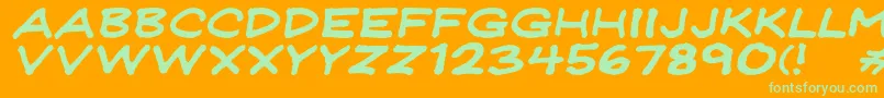 Jeffreyprintwideitalic Font – Green Fonts on Orange Background