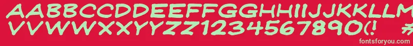 Jeffreyprintwideitalic Font – Green Fonts on Red Background