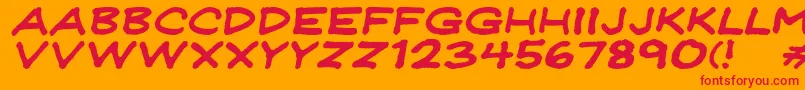 Jeffreyprintwideitalic Font – Red Fonts on Orange Background