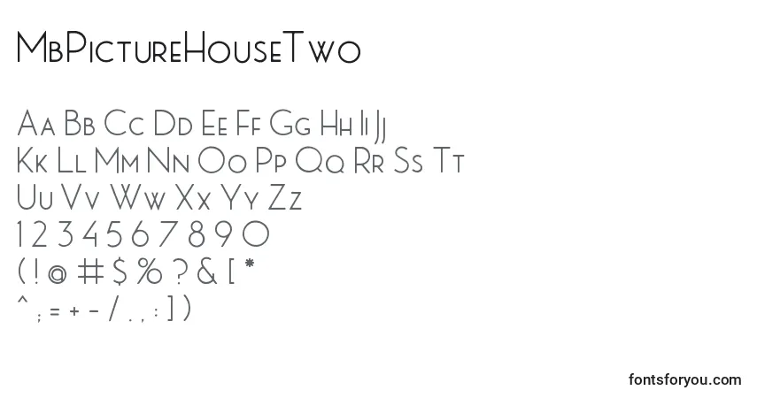A fonte MbPictureHouseTwo – alfabeto, números, caracteres especiais