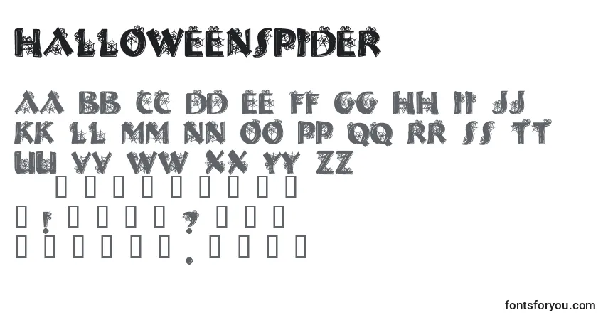 A fonte HalloweenSpider – alfabeto, números, caracteres especiais