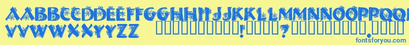 HalloweenSpider Font – Blue Fonts on Yellow Background